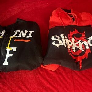 Slipknot Red and Black Hoodie 30$ and Gemini af zipped hoody 25$